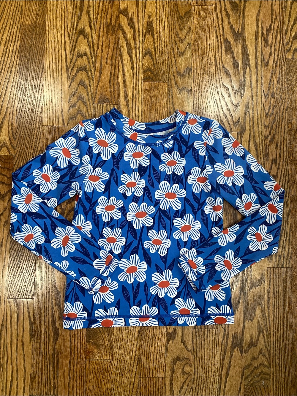 Hanna Andersson Blue Floral long sleeve rashguard, size 10. Excellent condition